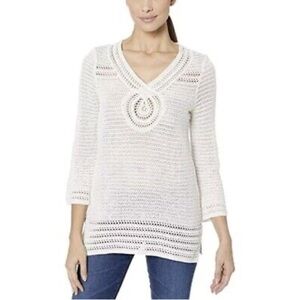 TOMMY BAHAMA Shimmer Sand Dollar Tunic Linen Cotton Blend | XS